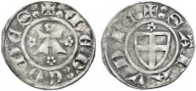 MONETE DEI SAVOIA

Amedeo VI, 1343-1383. Forte Nero. Mi gr. 1,05 MED COMES A gotica. Rv. SABAVDIE Scudo sabaudo sormontato da rosetta. Biaggi 78d; M...