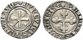 MONETE DEI SAVOIA

Ludovico d’Acaja, 1402-1418. Quarto di grosso di modulo ridotto. Ar gr. 1,61 Croce con banda in doppia cornice. Rv. Croce maurizi...