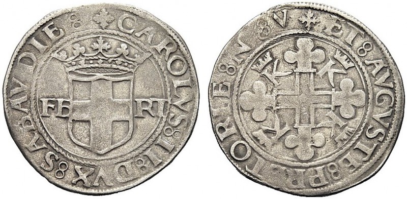 MONETE DEI SAVOIA

Carlo II il Buono, 1504-1553. 4 Grossi, I Tipo, zecca di Ao...