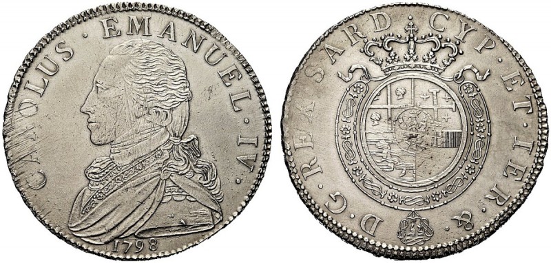 MONETE DEI SAVOIA

Carlo Emanuele IV, 1796-1800. Mezzo scudo 1798. Ar gr. 17,4...