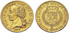 MONETE DEI SAVOIA

Vittorio Emanuele I, Re di Sardegna 1802-1821. 20 Lire 1817 Torino, 7 su 6. Au Come precedente. Pag. 5var; Gig. 12a. Raro. Buon B...