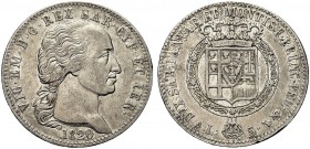 MONETE DEI SAVOIA

Vittorio Emanuele I, Re di Sardegna 1802-1821. 5 Lire 1820. Ar Testa nuda a d. Rv. Stemma sabaudo sannitico coronato ed inquartat...