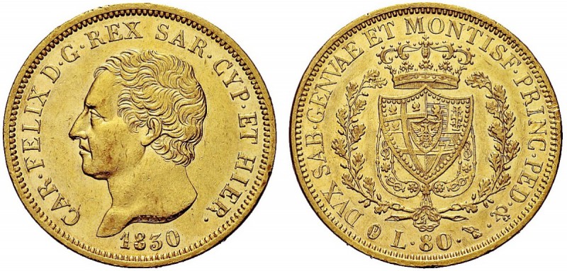 MONETE DEI SAVOIA

Carlo Felice, Re di Sardegna, 1821-1831. 80 Lire 1830 To (P...