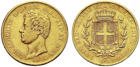 MONETE DEI SAVOIA

Carlo Alberto, Re di Sardegna, 1831-1849. 20 Lire 1834 senza segno di zecca. Au Come precedente. Pag. 180a; Gig. 25. Molto Rara. ...