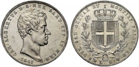 MONETE DEI SAVOIA

Carlo Alberto, Re di Sardegna, 1831-1849. 5 Lire 1847 Genova. Ar Come precedente. Pag. 261; Gig. 85. Lieve colpetto sul bordo. q....