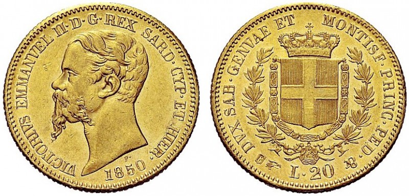 MONETE DEI SAVOIA

Vittorio Emanuele II, Re di Sardegna, 1849-1861. 20 Lire 18...