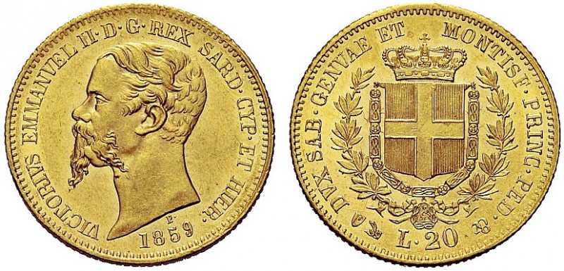 MONETE DEI SAVOIA

Vittorio Emanuele II, Re di Sardegna, 1849-1861. 20 Lire 18...
