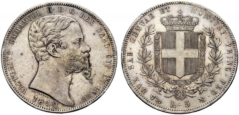 MONETE DEI SAVOIA

Vittorio Emanuele II, Re di Sardegna, 1849-1861. 5 Lire 185...