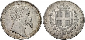 MONETE DEI SAVOIA

Vittorio Emanuele II, Re di Sardegna, 1849-1861. 5 Lire 1861 Torino. Ar Come precedente. Pag. 390; Gig. 50 Molto Raro. Colpetti a...