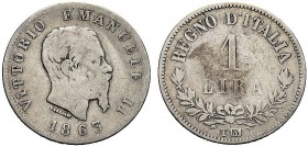 MONETE DEI SAVOIA

Vittorio Emanuele II, Re d’Italia, 1861-1878. Lira 1863 Valore Torino. Ar Come precedente. Pag. 519; Gig. 69. Rarissima. BB