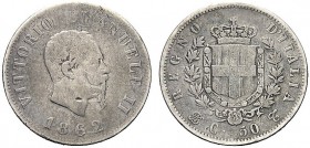 MONETE DEI SAVOIA

Vittorio Emanuele II, Re d’Italia, 1861-1878. 50 Centesimi 1862 Torino. Ar Come precedente. Pag. 523; Gig.72. Rara. MB