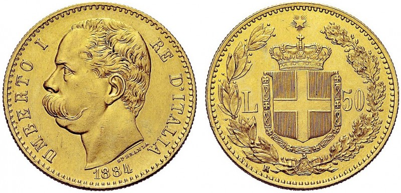 MONETE DEI SAVOIA

Umberto I, Re d’Italia, 1878-1900. 50 Lire 1884. Au Testa n...
