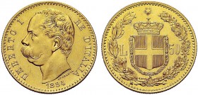 MONETE DEI SAVOIA

Umberto I, Re d’Italia, 1878-1900. 50 Lire 1884. Au Testa nuda a s. Rv. Stemma crociato e coronato con il Collare dell’Annunziata...