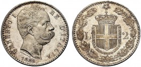 MONETE DEI SAVOIA

Umberto I, Re d’Italia, 1878-1900. 2 Lire 1883 - I Tipo. Ar Come precedente. Pag. 593; Gig. 27. Fondi speculari. FDC
