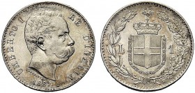 MONETE DEI SAVOIA

Umberto I, Re d’Italia, 1878-1900. Lira 1887. Ar Come precedente. Pag. 604; Gig. 38. q. FDC