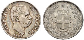 MONETE DEI SAVOIA

Umberto I, Re d’Italia, 1878-1900. Lira 1892. Ar Come precedente. Pag. 605; Gig. 39. Rarissima. Splendida patina. Bello SPL/q. FD...