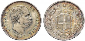 MONETE DEI SAVOIA

Umberto I, Re d’Italia, 1878-1900. Lira 1899. Ar Come precedente. Pag. 606; Gig. 40. Non comune. Splendida patina. q. FDC