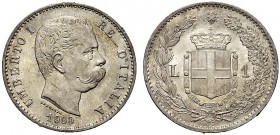 MONETE DEI SAVOIA

Umberto I, Re d’Italia, 1878-1900. Lira 1900. Ar Come precedente. Pag. 607; Gig. 41. Non comune. Splendida patina. q. FDC