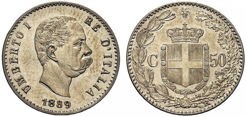 MONETE DEI SAVOIA

Umberto I, Re d’Italia, 1878-1900. 50 Centesimi 1889. Ar Te...