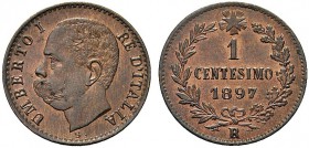 MONETE DEI SAVOIA

Umberto I, Re d’Italia, 1878-1900. Centesimo 1897. Æ Testa nuda a s. Rv. Valore e data tra ramo d’alloro e di quercia. Pag. 627; ...