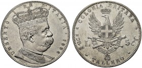 MONETE DEI SAVOIA

Colonia Eritrea. Umberto I, 1890-1896. 5 Lire o Tallero 1896. Ar Come precedente. Pag. 631; Gig. 2. Rara. q. SPL/SPL
