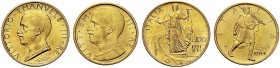 MONETE DEI SAVOIA

Vittorio Emanuele III, Re d’Italia, 1900-1943. 100 e 50 Lire 1931 a. X - Littore. Au Pagani 647 e 658; Gig. 10 e 21 Molto Rara. F...