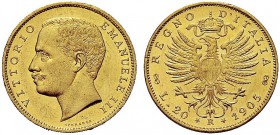 MONETE DEI SAVOIA

Vittorio Emanuele III, Re d’Italia, 1900-1943. 20 Lire 1905 Aquila Sabauda. Au Testa nuda a s. Rv. Aquila coronata ad ali spiegat...