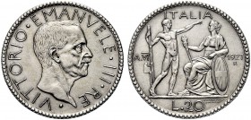 MONETE DEI SAVOIA

Vittorio Emanuele III, Re d’Italia, 1900-1943. 20 Lire 1927 a. VI Littore. Ar Testa nuda a s. Rv. Littore con fascio littorio e l...