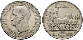 MONETE DEI SAVOIA

Vittorio Emanuele III, Re d’Italia, 1900-1943. 20 Lire 1936 a. XIV. Ar Testa nuda a s. Rv. L’Italia, con Vittoriola e fascio, sed...