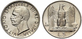 MONETE DEI SAVOIA

Vittorio Emanuele III, Re d’Italia, 1900-1943. 5 Lire 1930 Aquilino, bordo largo. Ar Testa nuda a s. Rv. Aquila di fronte, ad ali...