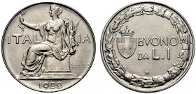 MONETE DEI SAVOIA

Vittorio Emanuele III, Re d’Italia, 1900-1943. Buono da 1 Lira 1922. Ni L'Italia seduta. Rv. Stemma sabaudo con a fianco valore. ...