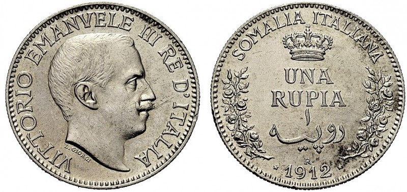 MONETE DEI SAVOIA

Colonia Somala. Vittorio Emanuele III, 1909-1925. Rupia 191...