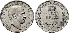 MONETE DEI SAVOIA

Colonia Somala. Vittorio Emanuele III, 1909-1925. Rupia 1913. Ar Come precedente. Pag. 960; Gig. 3. Rara. Lieve graffio al dr. SP...