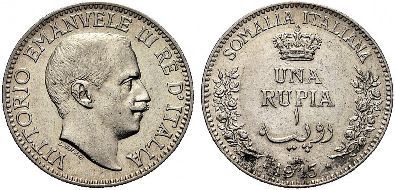 MONETE DEI SAVOIA

Colonia Somala. Vittorio Emanuele III, 1909-1925. Rupia 191...