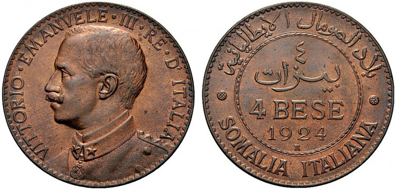 MONETE DEI SAVOIA

Colonia Somala. Vittorio Emanuele III, 1909-1925. 4 Bese 19...
