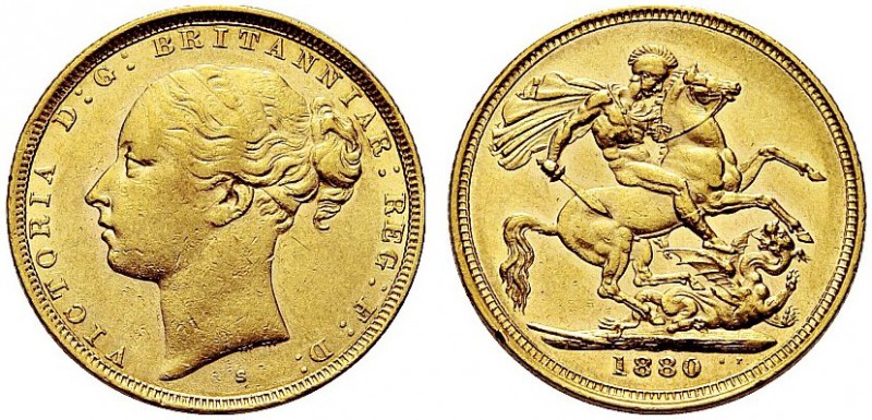 MONETE STRANIERE
AUSTRALIA
Regina Vittoria, 1837-1901. Sterlina 1880, Sydney. ...