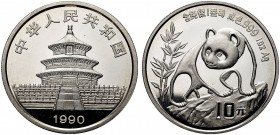 MONETE STRANIERE
CINA
Repubblica Popolare Cinese, dal 1949. 10 Yuan 1990 Panda. Ar gr. 31,1 KM#276. FDC