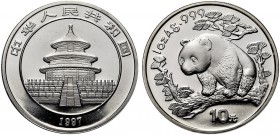 MONETE STRANIERE
CINA
Repubblica Popolare Cinese, dal 1949. 10 Yuan 1997 Panda. Ar gr. 31,1 KM#996. FDC