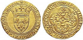 MONETE STRANIERE
FRANCIA
Carlo VI, 1380-1422. Scudo d’oro, Ecu d'or à la couronne, Parigi. Au gr. 3,93 Lafaurie 378a; F. 291. Più che SPL