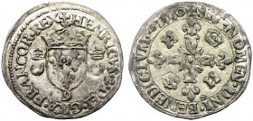 MONETE STRANIERE
FRANCIA
Enrico II, 1547-1559. Douzain aux croissants o grosso da 30 denari 1555. Ar gr. 2,51 Dy. 997. Buon BB