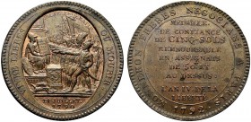 MONETE STRANIERE
FRANCIA
Luigi XVI, 1774-1793. Moneta fiduciaria da 5 soldi 1792 opus Droz e Dupré. Æ gr. 27,45 mm 39,7 VIVRE LIBRES OU MORIR Nel ce...