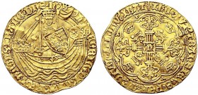 MONETE STRANIERE
GRAN BRETAGNA
Enrico VI, 1422-1461. Noble. Au gr. 6,89 S. 1799; Fried. 112. Molto Raro. Buon BB