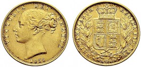 MONETE STRANIERE
GRAN BRETAGNA
Regina Vittoria, 1837-1901. Sterlina 1853. Au gr. 7,93 S. 3852; Fried. 387e. BB/q. SPL