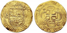 MONETE STRANIERE
SPAGNA
Filippo II, 1555-1598. 2 Escudos, zecca di Siviglia. Au gr. 6,58 Fried. 169 BB