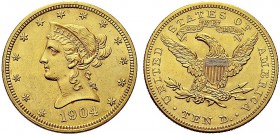 MONETE STRANIERE
USA
Confederazione. 10 Dollari 1904 tipo Liberty. Au Fried. 158. SPL