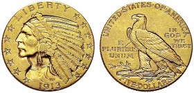 MONETE STRANIERE
USA
Confederazione. 5 Dollari 1913, Filadelfia. Au Fr. 148. SPL