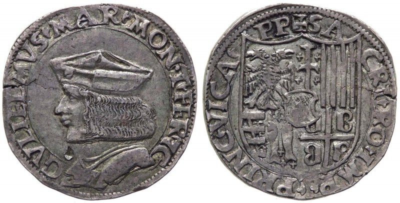 Casale - Guglielmo II Paleologo (1494-1518) Testone - Mir.185 - Ag gr.9,50 
SPL