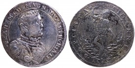 Firenze - Francesco I (1574-1587) Piastra d'Argento 1585 IV°Serie (Corazza ornata ; Tipo definitivo) - Mir.181/8 - (RR) MOLTO RARA - Ag gr. 32,07 
n....