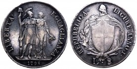 Genova - Repubblica Ligure - 8 Lire 1798 Anno I - (R) RARA - Ag gr.33,07 
BB/SPL