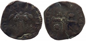 Regno di Napoli - Filippo III (1598-1621) Tornese con Bastoni incrociati 1599 - Mir.220 (R) RARA - Ae gr.8,76 
BB+
